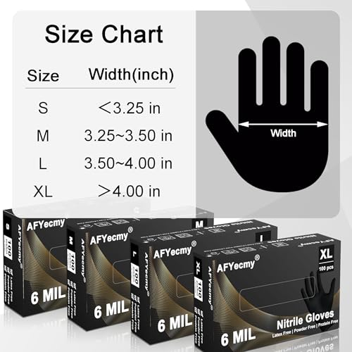 Disposable Nitrile Gloves, Chemical Resistant, Powder and Latex Free, Food Safe, Black Heavy Duty Gloves, 6 Mil, 100 Count, Small - size: Small, style: Black 6mil Box of 100