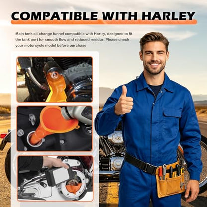 Compatible with Harley Oil Change Kit,All-in-One Motorcycle Oil Change Kit with Oils Filter Funnel,Oils Filter Wrench,50PCS Rubber O-Rings,Multi-Purpose Motorcycle Tool Kits