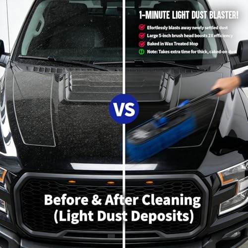 Flash Dog Car Duster Exterior - Wax Treated Cotton & Extendable Handle | Aluminum Alloy Handle Scratch Free Cleaning Brush for Cars, Trucks, SUVs, RVs, Motorcycles | Waterless Dust & Pollen Remover - color: Blue