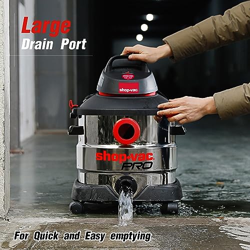 Shop-Vac 8 Gallon 6.0 Peak HP Wet/Dry Vacuum, Stainless Steel Tank, Portable Shop Vacuum with Multifunctional Attachments for Jobsite, Garage & Workshop. 5989400 - size: 8 Gallon