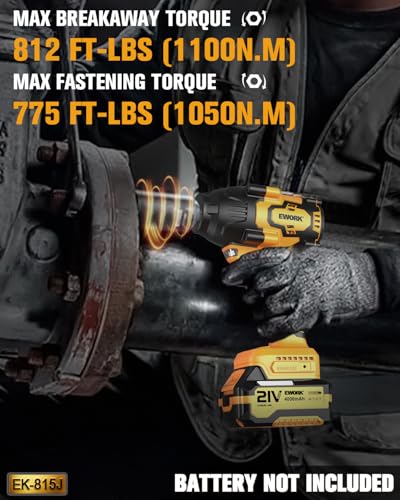 EWORK 1/2" Cordless Impact Wrench Compatible with Makita 18V Battery | 775 Ft-lbs Compact Brushless High-Torque Impact Gun, 3-Speed Modes, Includes 5 Sockets (Only Tool)