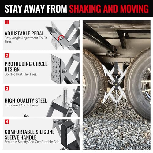 X-Shape Wheel Chocks Stabilizer for RV Travel Trailer Trucks, 2 Pack Silver Dual Axel Camper Wheel Chock Stabilizer for Anti-Motion Tire with Portable Bag and Wrench - color: Silver