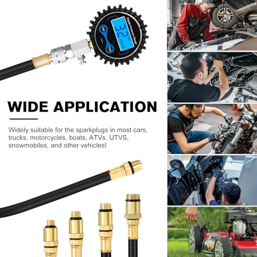 BETOOLL 8pcs Compression Tester Automotive - Digital Compression Gauge 0-300PSI for Petrol Engine Cylinder Compression Test Tool Kit with Adapters & Hose - color: Red