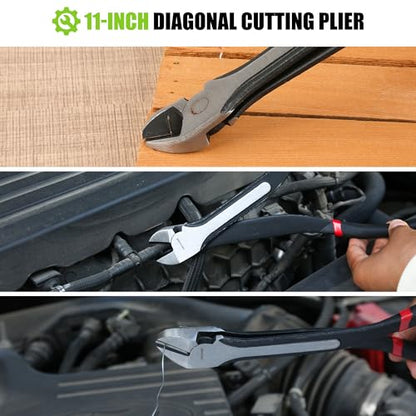 TOOLEAGUE 11" Diagonal Cutting Nose Plier, Non-Slip Grip, Straight Extra Long Diagonal Wire Cutters for Electrical, Home Repairing,Jewelry Making and Mechanics - size: 1pc,11"Diagonal Cutting Nose Plier