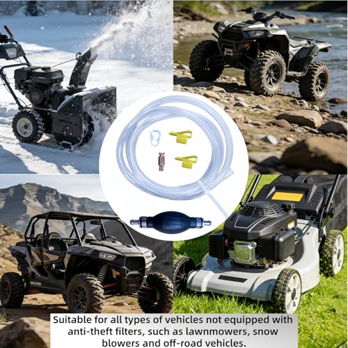 Hand Siphon Pump - Fuel Transfer Pump, Portable Gasoline Transfer Pump with 10 Ft PVC Hoses, Gas Siphon Pump for Water, Diesel, Petrol, Liquid, for Car, Boat, Lawn Mower