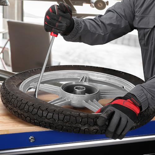 WORKPRO 14.5” Tire Spoons Set, 23-Piece Steel Tire Removal Tool Set | 3-Piece Tire Spoons, 3-Piece Rim Protectors, Valve Tool, 6-Piece Valve Cores, 10-Piece Valve Caps, Storage Bag, Tire Iron Set