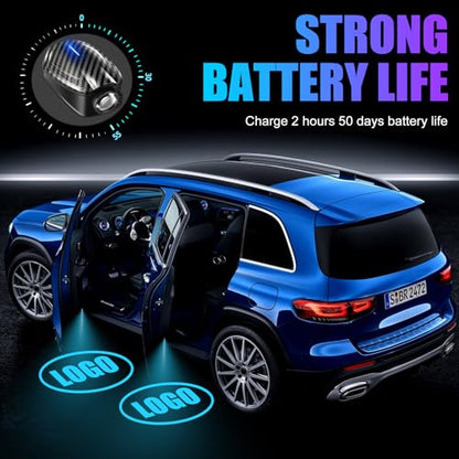 SPOBODY 2PCS Car Door Light Projector Wireless Car Door Projector Rechargeable HD Car Welcome Courtesy Ghost Shadow Lamp Fit for Cars (for BB-MM-WW) - style: for BB-MM