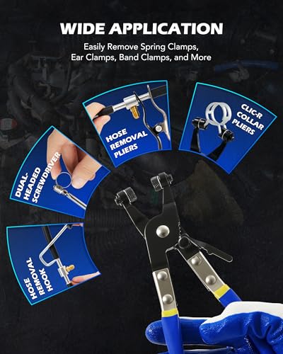 OMT14pc Fuel Line Pliers &Hose Clamp Pliers Set, Fuel Line Disconnect Tool | Hose Clamp Disconnect Tool with Fuel Filter Caliper Pipe, Heavy-Duty Hose Removal Pliers, Car Pipe Repair Set for Auto Line
