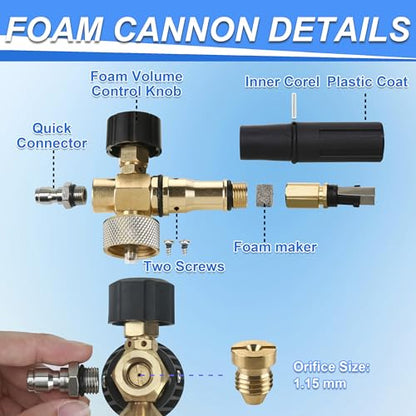 Tool Daily Foam Cannon with Dual Connector Accessory, 1/4 Inch Quick Connector, 5 Pressure Washer Nozzle Tips, 1 Liter - style: Foam Cannon with Dual Connector