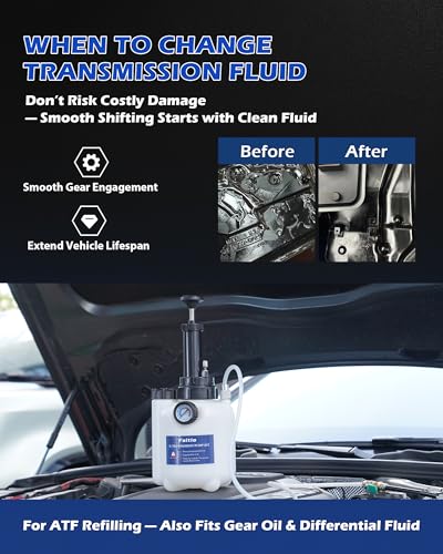 3L Transmission Fluid Transfer Pump w/ 12 ATF Adapters | Automotive Fluid Pressure Pump for Refilling Transmission, Differential and Gear Oil, Manual Car Oil Dispenser Pump - size: 3L, Manual