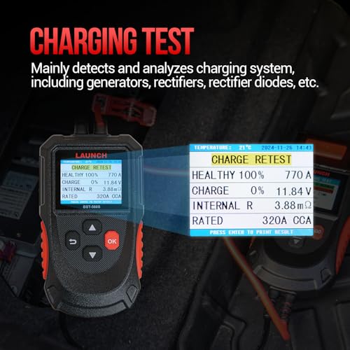 LAUNCH BST-560S Battery Tester, 12V Automotive Digital Battery Analyzer, for Car/Truck/Motorcycle/SUV/ATV/RV/Boat