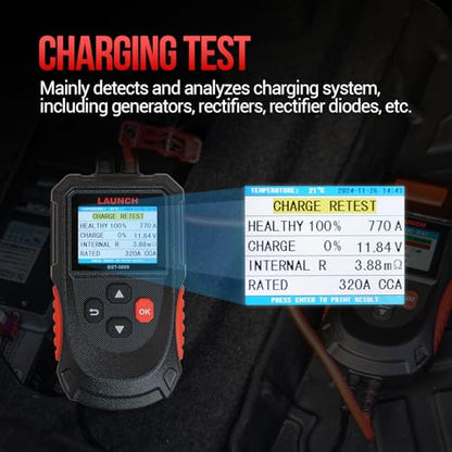 LAUNCH BST-560S Battery Tester, 12V Automotive Digital Battery Analyzer, for Car/Truck/Motorcycle/SUV/ATV/RV/Boat