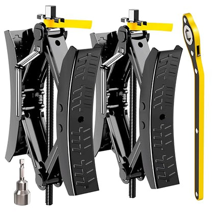 CircleRoad Camper Wheel Chock Stabilizer 2 Sets, Upgraded Side Grain Heavy Duty X-Shaped Stabilizer Wheel Chock RV Travel Trailer Accessories Anti-Move Anti Rust Coating Tire Chalks