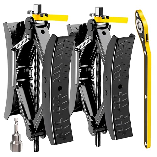 CircleRoad Camper Wheel Chock Stabilizer 2 Sets, Upgraded Side Grain Heavy Duty X-Shaped Stabilizer Wheel Chock RV Travel Trailer Accessories Anti-Move Anti Rust Coating Tire Chalks