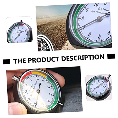 2Pcs Tire Depth Gauge Lightweight Portable Tread Measure Tool for Cars Trucks Accurate Tire Measure Device with Easy to Read Dial for Daily Use