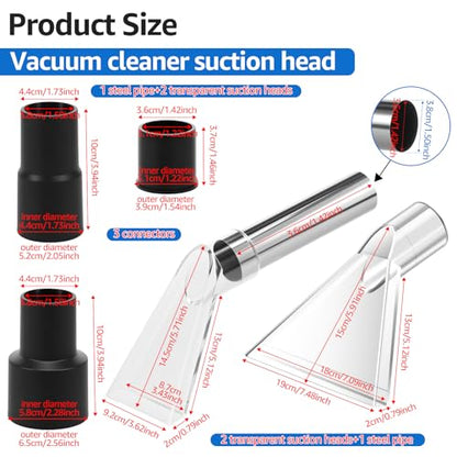 Universal Clear Wet Dry Vac Attachments, Compatible with Shop-VacBrand Extractor, Clear Squeegee Head for 1-1/4" 1-7/8" 2-1/2" Hoses, Carpet Cleaner and Car Detailing Kit with Steel Pipe and Adapters - style: 1set
