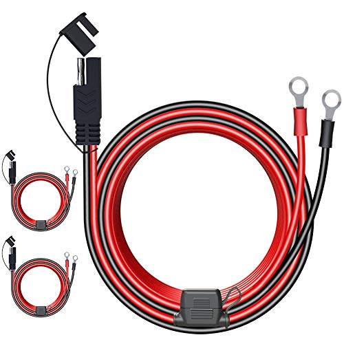 3-Pack 6FT 16AWG SAE to O Ring Terminal Harness, Battery Quick Disconnect Cable with 10A Fuse, 12V 24V Waterproof Eyelet Connector for Motorcycle, Car, Marine, Lawn Mower - color: 16AWG-6FT-3PCS