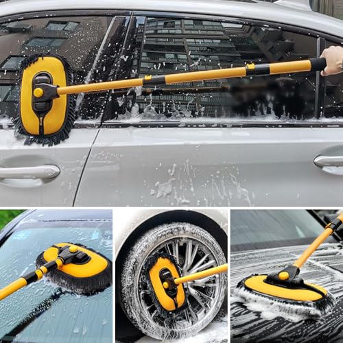 Car Wash Brush Replacement Head Cover, Soft Microfiber Car Wash Mop Head Suitable for 15° Curved Pole CarCleaning Mop (Only Head Cover) - color: Yellow 2