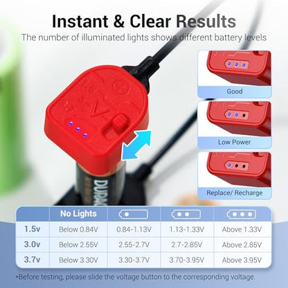 Portable Magnetic Battery Tester for AA AAA C CR2032, Compact Universal Battery Checker with 3 Indicator Lights for CR2025 CR2450 LR44 Double Triple A D 1.5V 3V 3.7V Button Coin Cell Household Battery - size: (1 PACK)Battery Tester for AA AAA C CR2032 & M