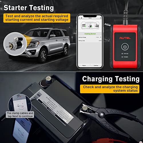 Autel MaxiBAS BT506 12V Battery Tester, 100-2000 CCA Digital Auto Battery Load Tester, Automotive Alternator Charging/Cranking System Analyzer for Car Truck Motorcycle ATV SUV Boat Yacht
