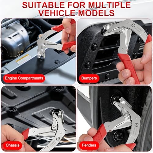 Car Clip Pliers, Clip Removal Tool with Spring-Loaded Lever for Auto Trim & Fastener Removal, Easily Remove Fasteners, Clips, and Rivets, Damage-Free Interior & Exterior Disassembly Tool