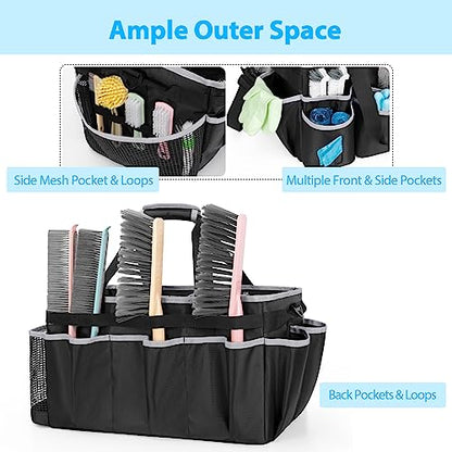 HODRANT Extra-large Wearable Cleaning Caddy with Pad, Handle & Divider | Cleaning Organizer Bag for Clean Products, Housekeeper Tote Car Wash Tools Bag for Detailing Supplies, Bag Only, Gray Edge - color: Black with gray edge