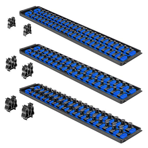 ERNST Socket Boss Combo 3-Pack, Socket Rail Organizers, Blue (8511A) - Made in the USA - color: Blue