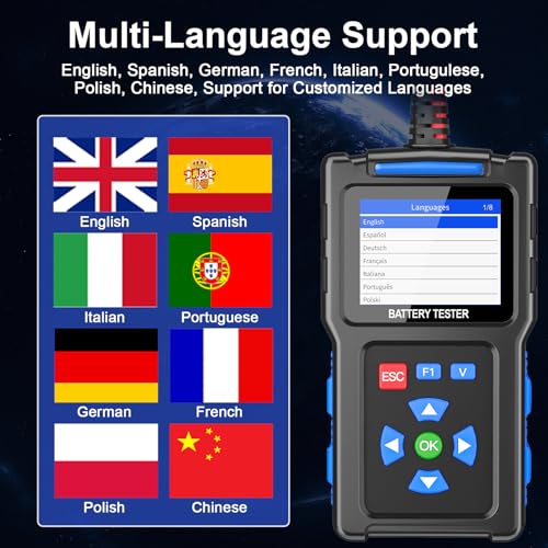 Car Battery Tester, Topdiag BT300 12V Automotive Alternator Tester, 20-2000 CCA Battery Load Tester for Cranking & Charging System, Analyzer for Car/Truck/Motorcycle/Boat