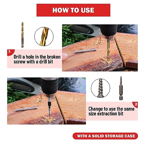 15PCS Stripped Screw Extractor Set Left Hand Drill Bit Set | Easy Out Screw Extractor Set | 1/4'' Adaptor | Broken Screw Extractor Kit Removing Stripped Screws Bolts - size: Upgarded Kit-15PCS