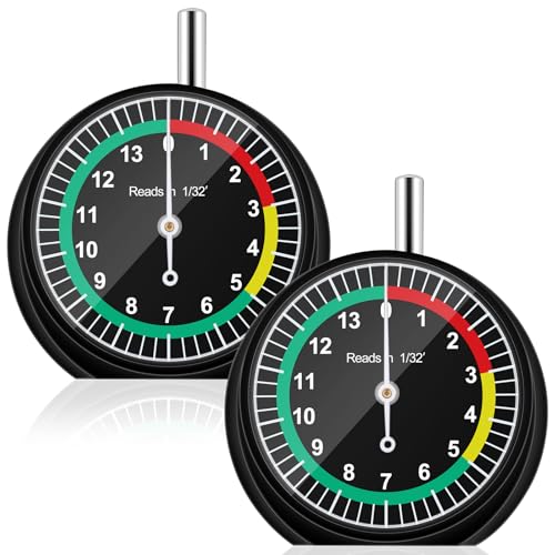 Tallew 2 Pack Tire Tread Depth Gauge in 32nds Dial Type Tire Depth Gauge Bulk with Color Coded Easy Reading Professional Tool for Motorcycle Car Truck Bus, Black