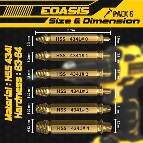 Gifts for Men – Stripped Screw Extractor Set – Father’s Day Gifts from Wife, Daughter, & Son – Easy Out Extractor Set for Nuts, Screws & Bolts – Perfect Husband & Birthday Gifts (Gold (Pack of 6)) - size: Gold (Pack of 6)