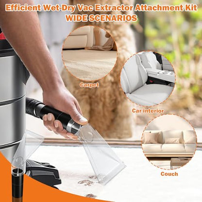 Universal Fit All Shop Vac Extractor Attachment Kit Wet/Dry Vacuums with 2-1/2", 1-7/8", 1-1/4" Adapters for Carpet Cleaning, Upholstery & Auto Detailing (Small) - size: Small