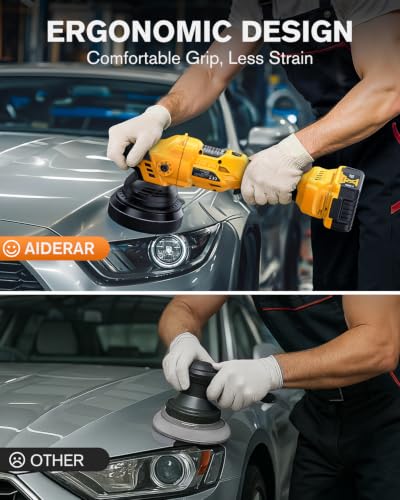 Brushless Cordless Car Buffer Polisher for Car Detailing, 15mm Dual Action, Compatible with DeWalt 20V MAX, 5-Speed Control, Includes 5-inch Polishing Pads (Tool Only, NO Battery / Charger)