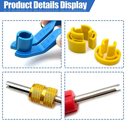 16PCS Car AC Fuel Line Disconnect Removal Tool Set with Storage Box, Valve Core Remover Tool Kit for 1/4 5/16 3/8 1/2 5/8 3/4 7/8 Inch Master Quick Disconnect Tool Kit for Auto Repair Tools