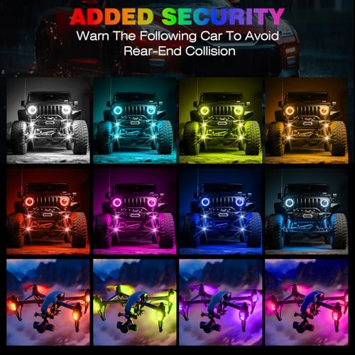 6PCS Wireless LED Strobe Lights, Upgraded 4LEDs RGB Lights for Cars Trucks | Create Brighter Lighting Effects for Vehicle Customization, 6PCS Rechargeable Lights for Motorcycles Camping - size: 6PCS (Upgraded 4LEDs)