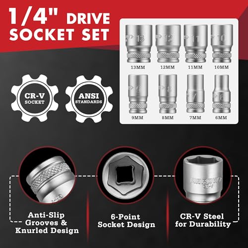 ARROW 48-Piece 1/4" Screwdriver Bit & Socket Set, Color-Coded S2 Steel Drill Bits with Magnetic Bit Holder, 6–13mm CR-V Sockets, Compatible with Power Drill, Screwdriver & Mini Ratchet Wrench - style: 48 PCS Screwdriver Bit & Socket Set