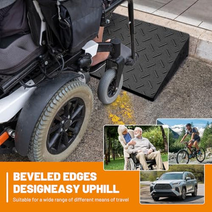 2 Pack 4'' Rise Rubber Curb Ramp Heavy Duty Loading Rubber Curb Ramps，Suitable for Cars, Bicycles, Motorcycles, Lawn Mowers, Mobile Pets (38.6 x 11.8 x 4 Inch) - size: 4" Rise
