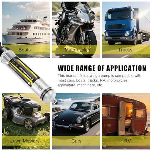 JIFETOR 500CC Automotive Fluid Extractor Fill Hand Pump Oil Change Syringe | Manual Liquid Transfer Tool with Total 51" Hose and Extension Tubes, for ATF Coolant Power Steering Fluid Gear Oil Engine Oil