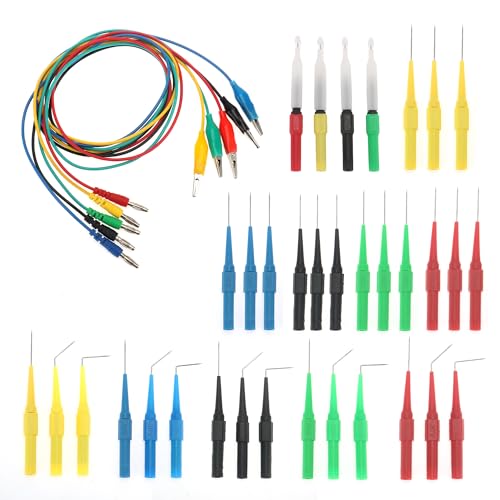 DIANN 39pcs Back Probe Test Kits 4mm Banana Plug to Alligator Clips Test Wires Wire Piercing Probes Automotive Test Leads Set for Vehicle Automotive Car Circuit Electrical Diagnostic Testing
