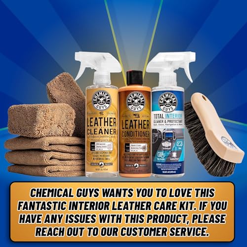 Chemical Guys, 9-Piece Leather Cleaner, Conditioner & Total Interior Kit | Conditioner and cleaner for cars, furniture, office seating, and luxury vehicle owners, safe on natural, synthetic, and faux