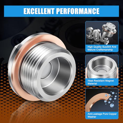 M24x1.5 Engine Oil Drain Plug Stainless Steel Magnetic Fit for 2012- BMW X1 X3 X4 X5 Z4, 220i 228i 320i 328i 330E 420i 428i 520i 528i E84 E89 F07N F10 F11, Replace 11137605018 OEM Style - size: M24 x 1.5