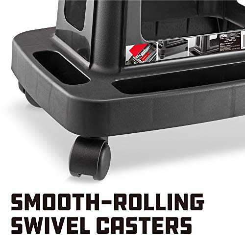 Powerbuilt Heavy Duty Injection Rolling Work Seat, Under-seat Storage Holds Tools, 3 Trays in Base Hold Tools and Small Parts, 350-pound Load Capacity - 620526