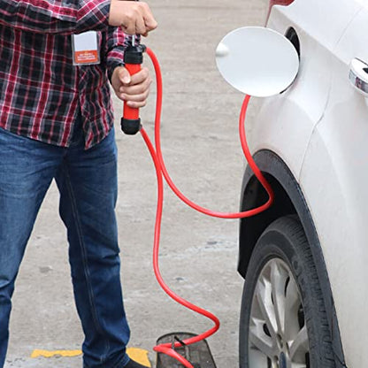 US Manual Oil Pump Siphon Oil Gas Pump Portable Liquid Air Fuel Fluid Tool Transfer Pump Kit Car Manual Hand Gas Oil Liquid Syphon Transfer Pump for Auto Oil Water Transfer(Suit,Gules)