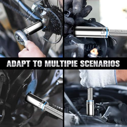 10PCS 1/4” Drive Deep Socket Set, Metric (5mm-14mm), 6-Point, Cr-V Steel, Chrome Plated Socket With Hanging Bracket, Cover Most Commonly Sizes - size: 1/4"Metric (5mm-14mm)