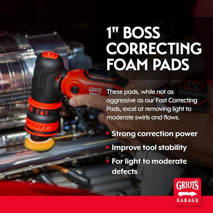 Griot's Garage 1" BOSS Correcting Foam Pads for Car Polishing, Buffing, Detailing and Light to Moderate Auto Paint Correction, Durable, Machine-Washable, Pack of 6 - size: 1" Pads (Set of 6)