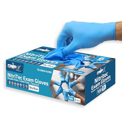 London Labs Heavy Duty 6 Mil Blue Nitrile Gloves Disposable Latex & Powder Free -Extra Stretchy Fentanyl Safe |Medical,First Aid Kit,EMT|Food Safe Rubber Gloves for Cooking & Cleaning| Pack of (100) - size: Medium, style: 100 Count