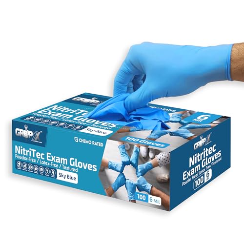 London Labs Heavy Duty 6 Mil Blue Nitrile Gloves Disposable Latex & Powder Free -Extra Stretchy Fentanyl Safe |Medical,First Aid Kit,EMT|Food Safe Rubber Gloves for Cooking & Cleaning| Pack of (100) - size: X-Large, style: 100 Count