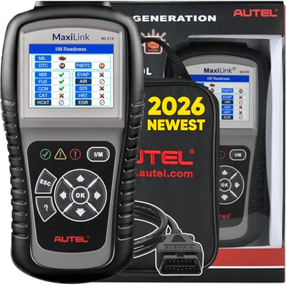 Autel MaxiLink ML519 OBD2 Scanner, New Ver. of AL519, Enhanced Mode 6 Car Code Reader, Check Engine Light Read/Erase Fault Code Car Diagnostic Tool, One-Click Smong Check, DTC Lookup, Up of AL319 - style: ML519