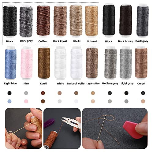 BUTUZE Upholstery Repair Kit, Leather Sewing Kit, Sewing Thread, Waxed Thread, Heavy Duty Hand Sewing Needles, Sewing Awl, Heavy Duty Sewing Kit for Car Carpet Sofa Shoe - size: 37 Pcs