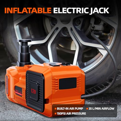 Car Jack Electric Hydraulic Jack 5Ton 155-450mm 3in1 Lift Inflator LED Light 12V Portable Outdoor Home Emergency Tire Change Roadside Rescue Tool - size: 5T-Rocker Switch-Jack+Pump+Light